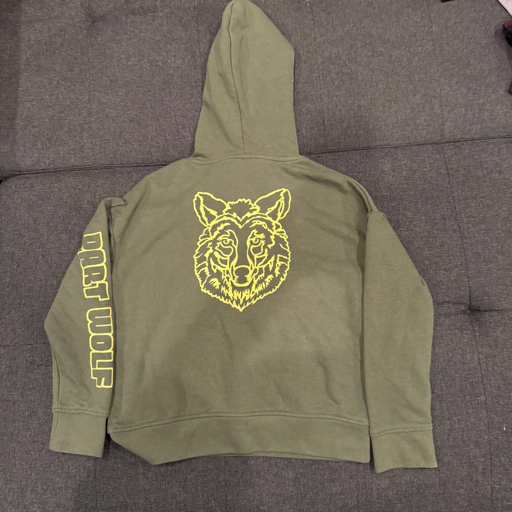 Thereabouts Boys Hoodie Green Part Wolf Graphic Size XS 6/7 Cotton Recycled Poly - Picture 3 of 5